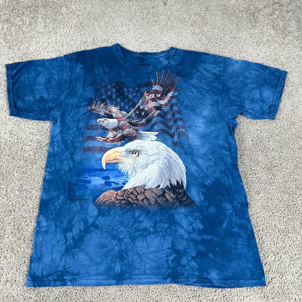 The Mountain Shirt Mens Extra Large Blue Bald Eagle USA Flag Short Sleeve